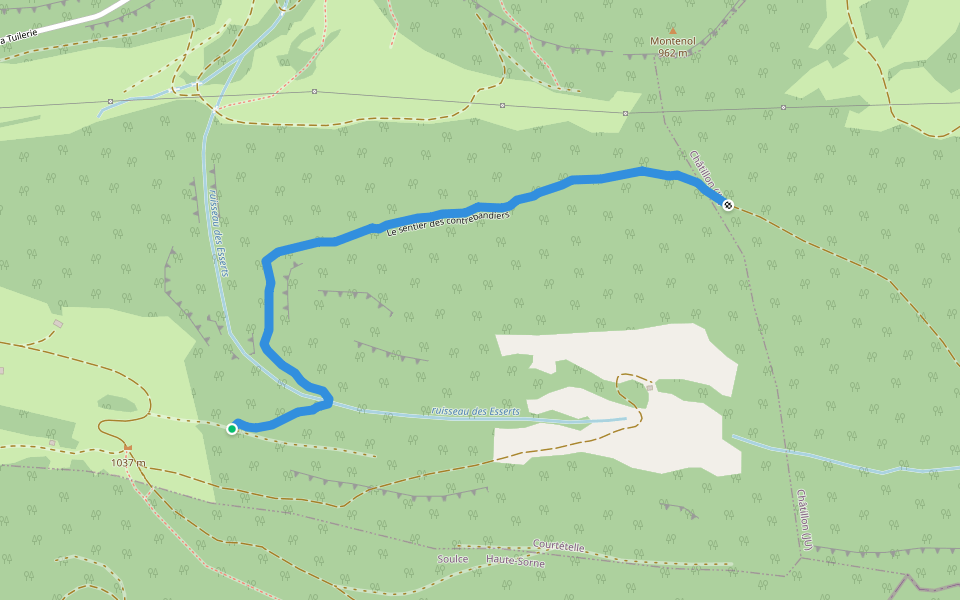 Le sentier des contrebandiers walking route map in Courtételle