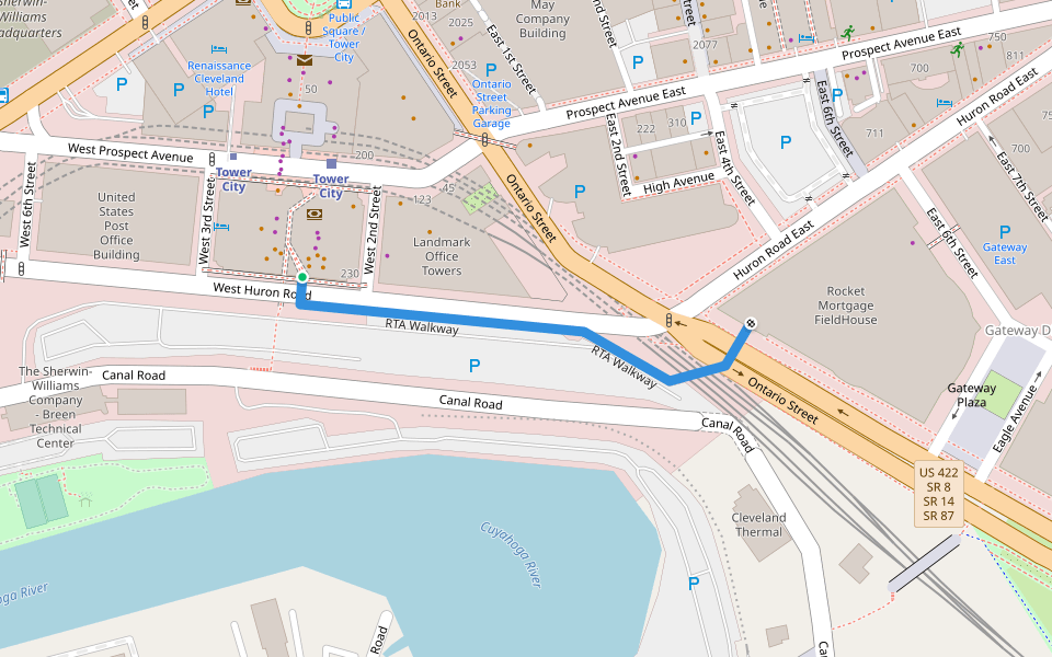 The Walkway walking route map in Cleveland