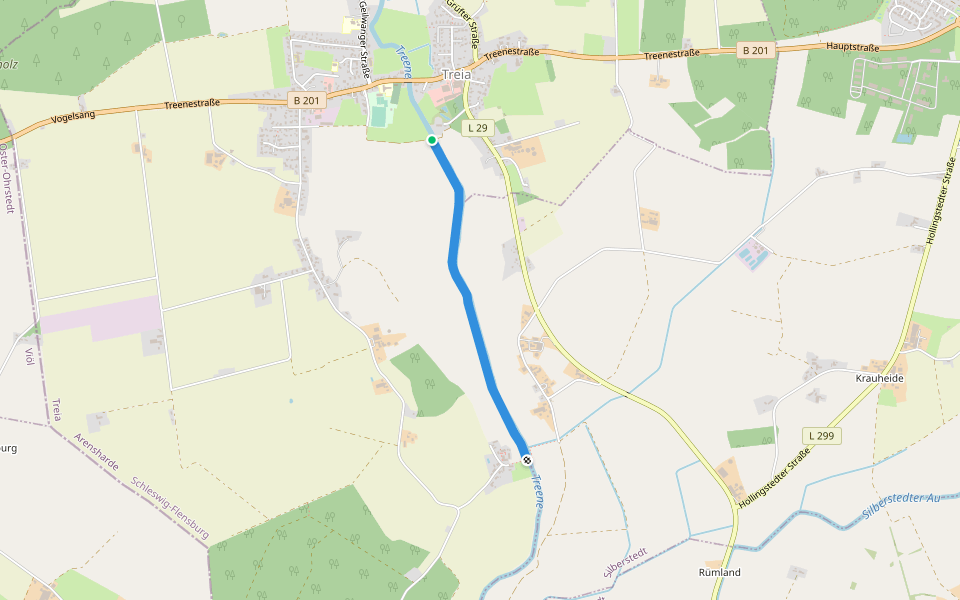 Treenewanderweg walking route map in Treia