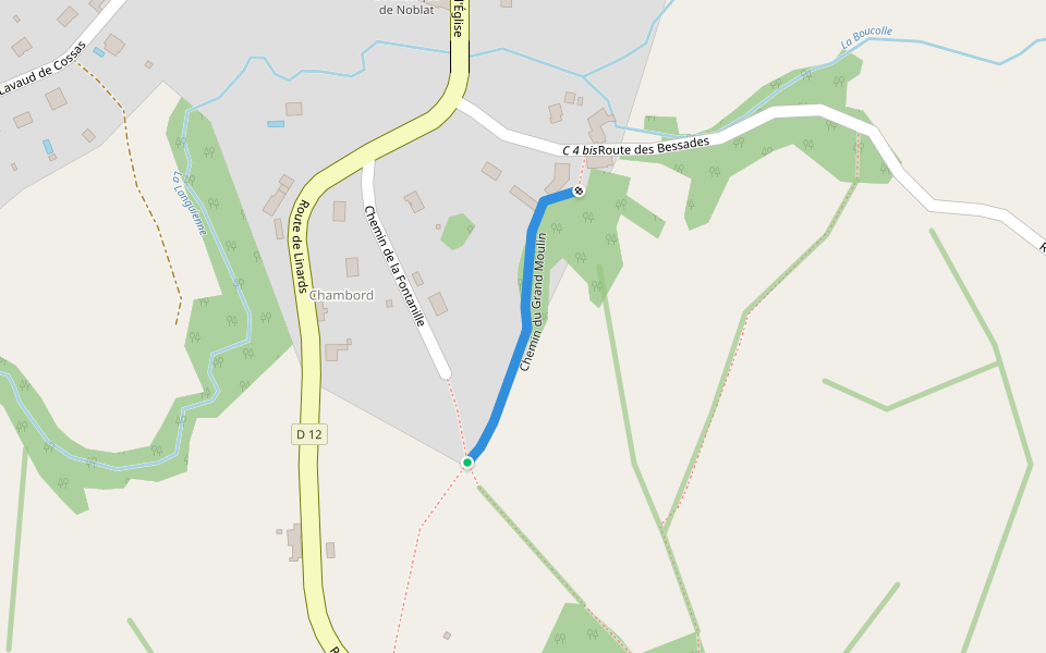 Chemin du Grand Moulin walking route map in Saint-Paul