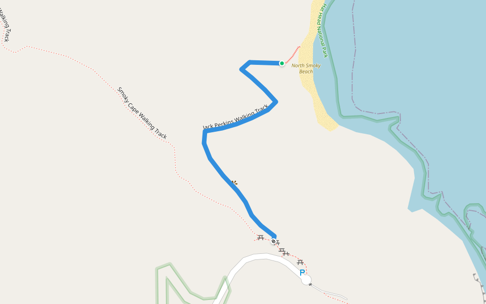Jack Perkins Walking Track walking route map in Arakoon