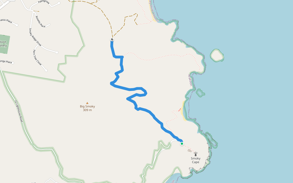 Smoky Cape Walking Track walking route map in Arakoon