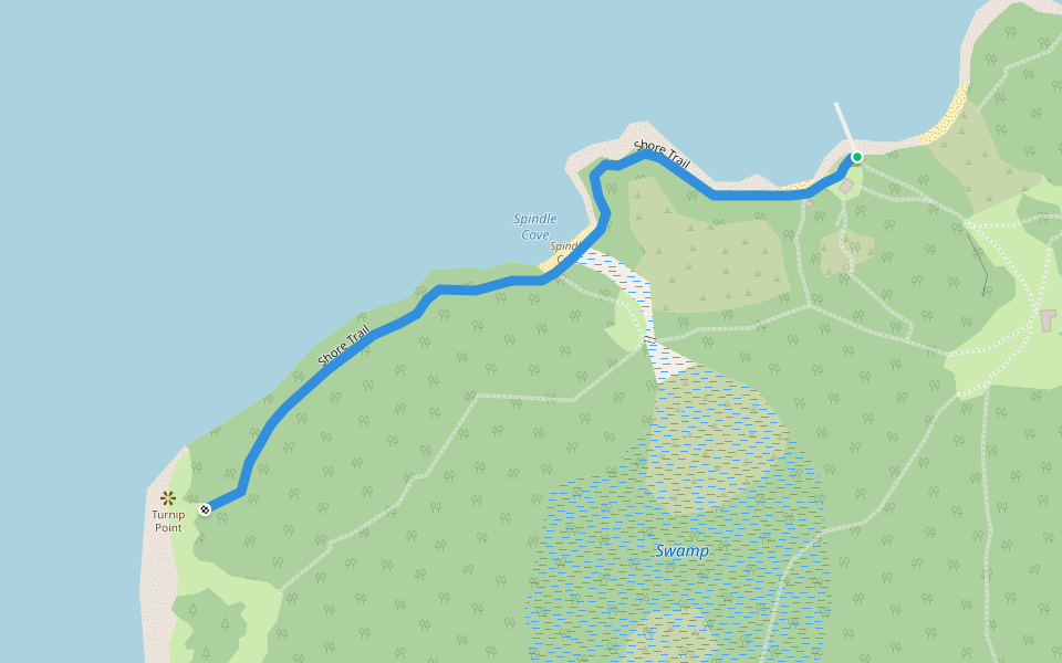 Shore Trail walking route map in Swans Island