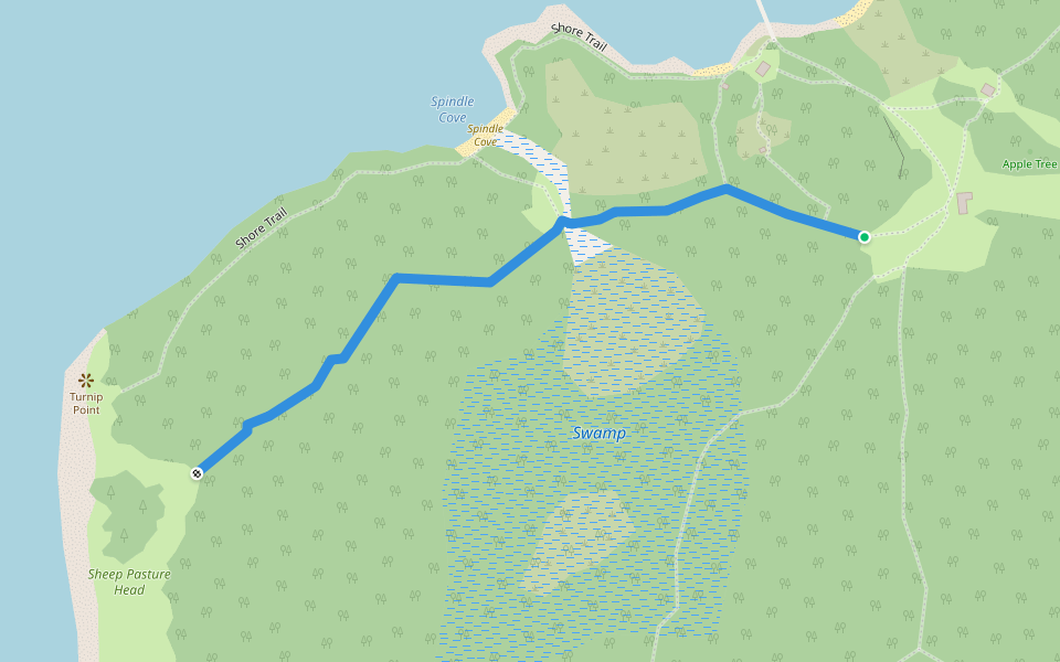 Tamerack Trail walking route map in Swans Island