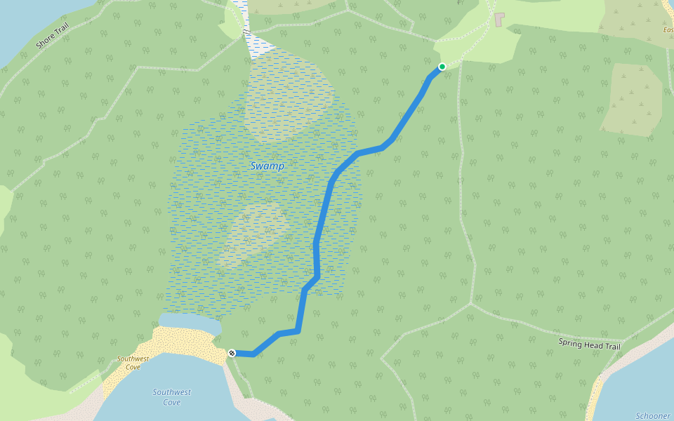 Swamp Trail walking route map in Swans Island