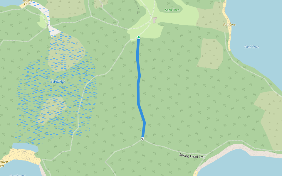 Wood Road walking route map in Swans Island