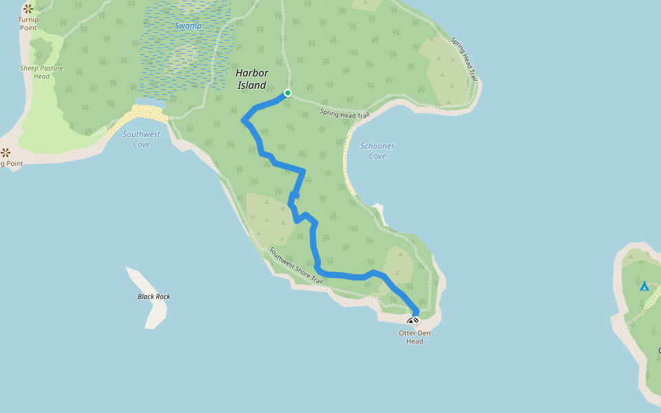 Susan Putnam Trail walking route map in Swans Island