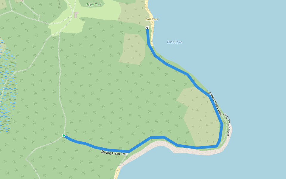 Spring Head Trail walking route map in Swans Island