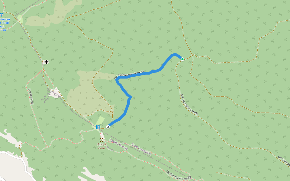 Od Cimerplaca po prečki walking route map in Gornja Višnjica