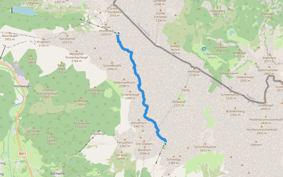 Eichstätter Weg walking route map in Saalfelden