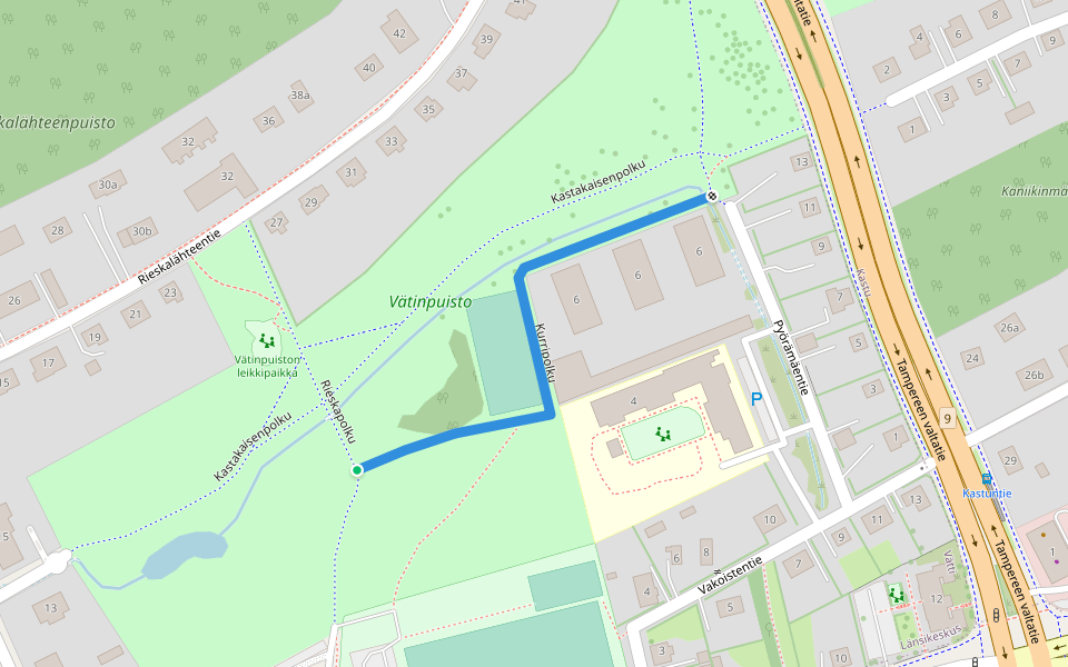 Kurripolku walking route map in Turku