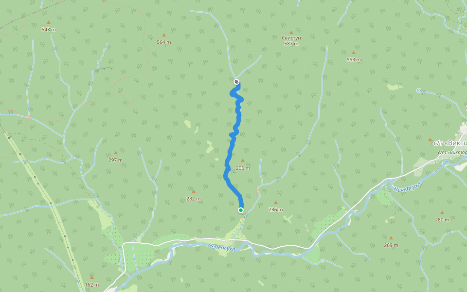 Белые скалы walking route map in Podkhrebtovoe