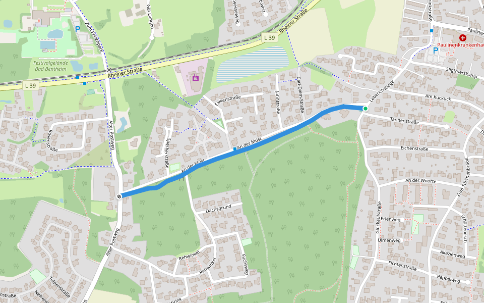 An der Müst walking route map in Bad Bentheim