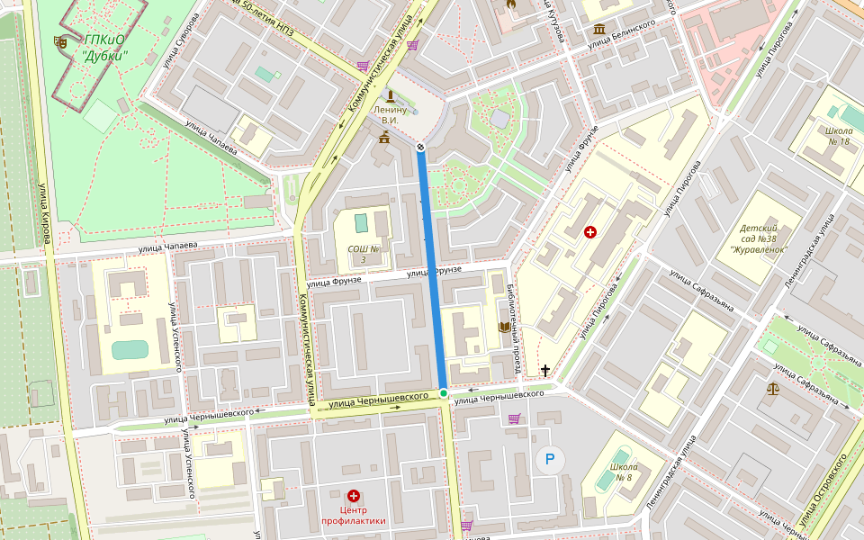 улица Миронова walking route map in Novokuybyshevsk