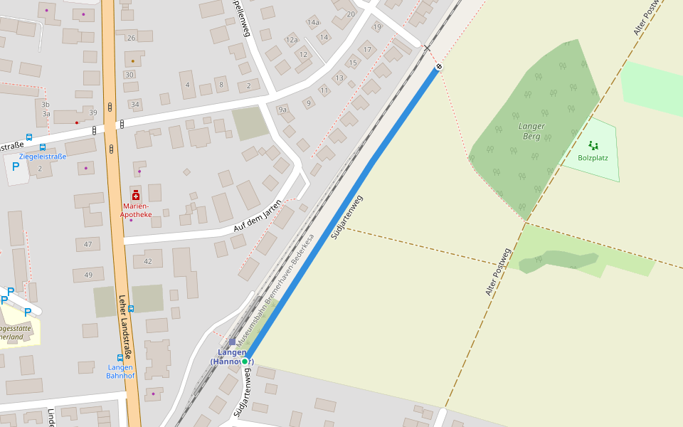 Südjartenweg walking route map in Geestland