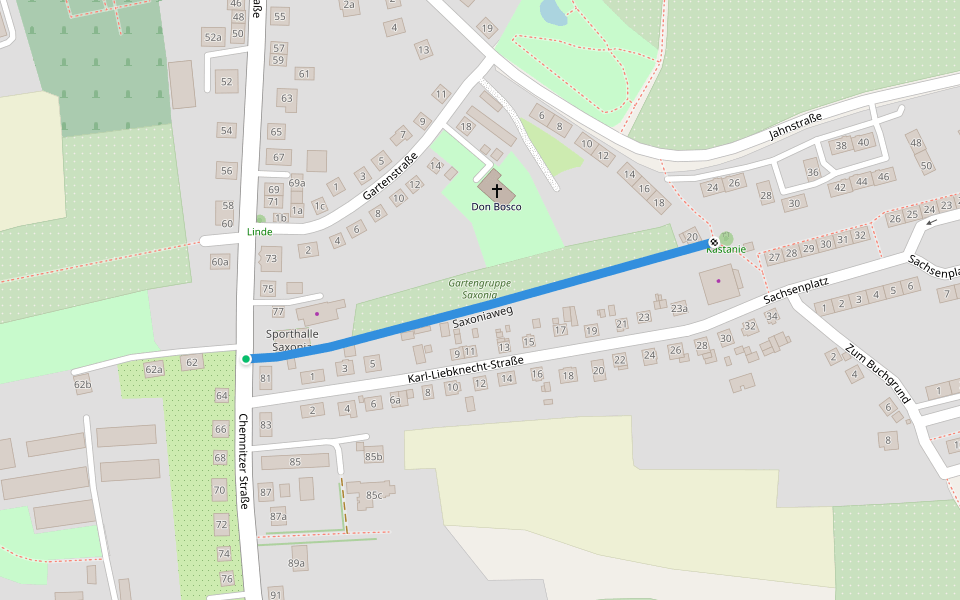 Saxoniaweg walking route map in Leisnig