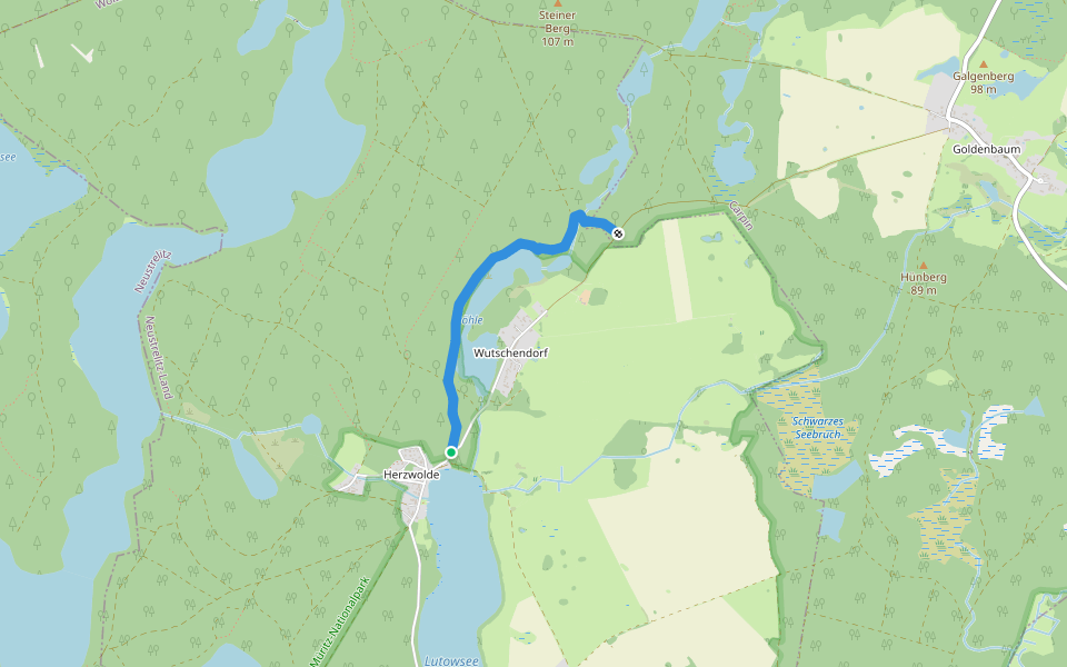 Müritz-Nationalpark-Weg walking route map in Wokuhl-Dabelow