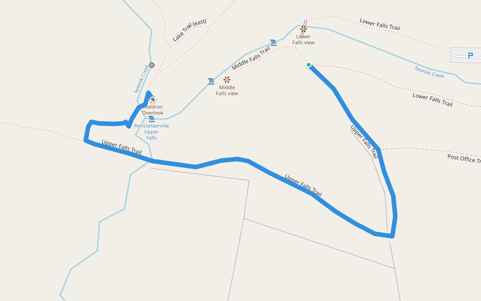 Upper Falls Trail walking route map in Rensselaerville
