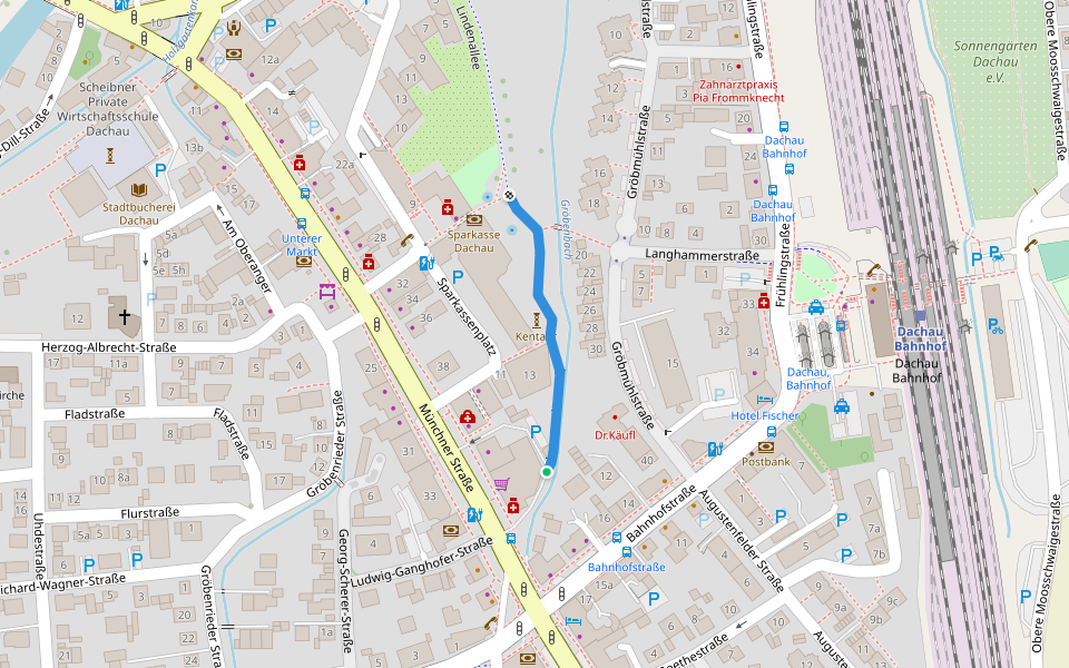 Reinhold-Grübl-Weg walking route map in Dachau