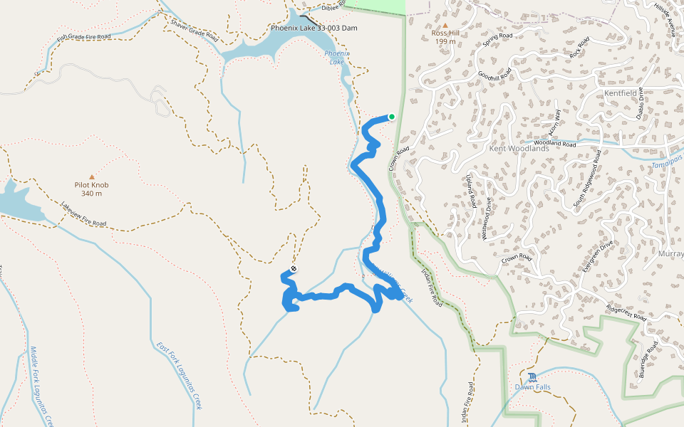 Tucker Trail walking route map in Kentfield