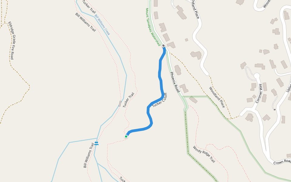 Tucker Cutoff walking route map in Kentfield