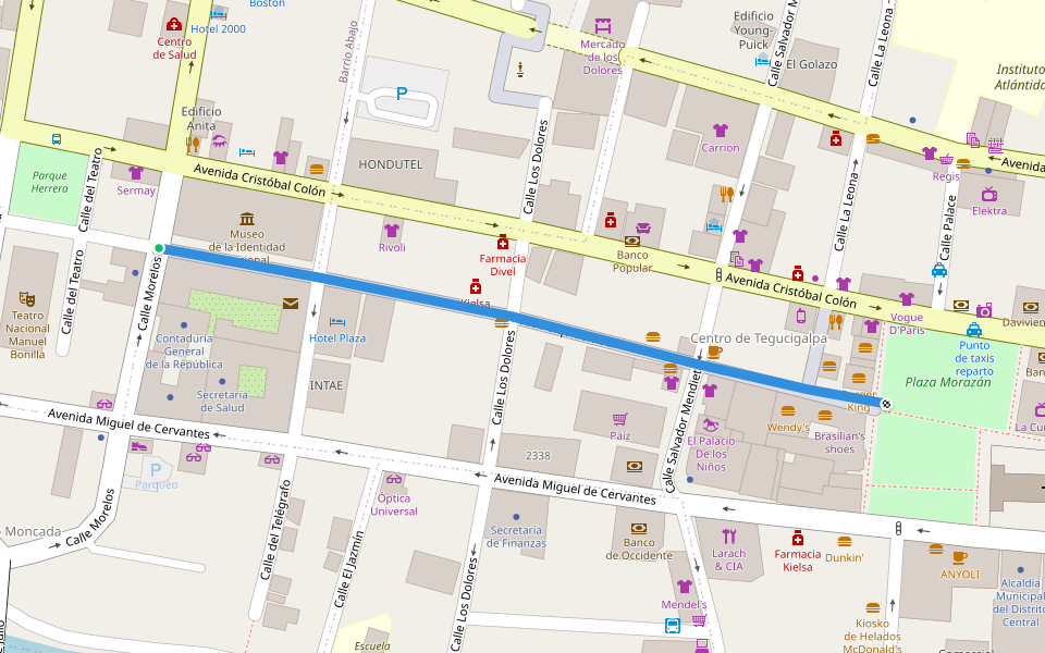 Paseo Liquidámbar walking route map in San Juancito