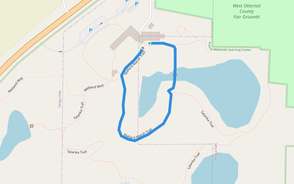 Mallard Marsh Trail walking route map in Fergus Falls