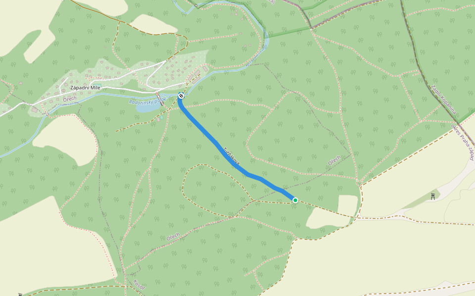 Tučňákova walking route map in Ořech