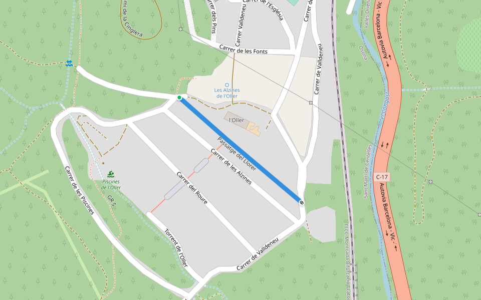 Passatge del Llorer walking route map in la Colònia Oller