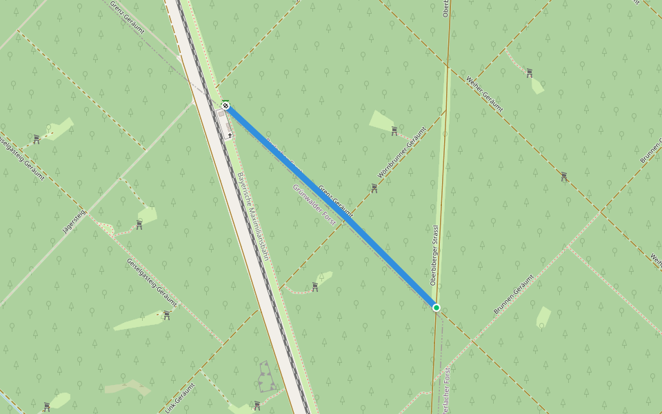 Grenz-Geräumt walking route map in Grünwalder Forst