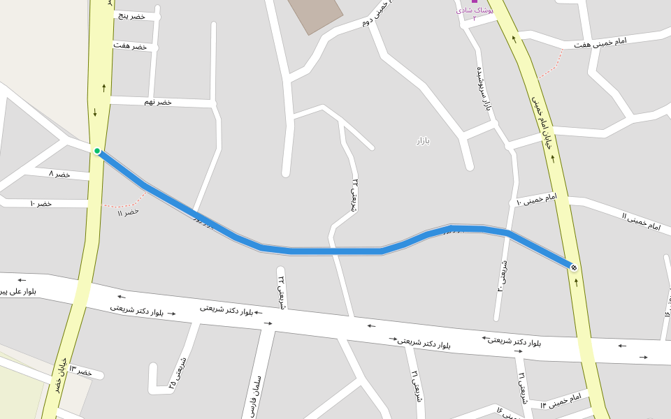 بازار روز walking route map in Bushehr