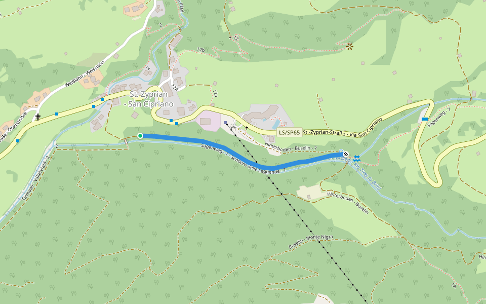 Sagenweg - 7 - Sentiero delle Leggende - 7 walking route map in San Cipriano