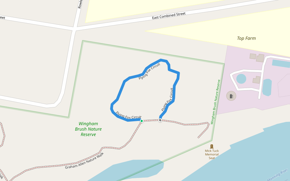 Flying Fox Circuit walking route map in Wingham