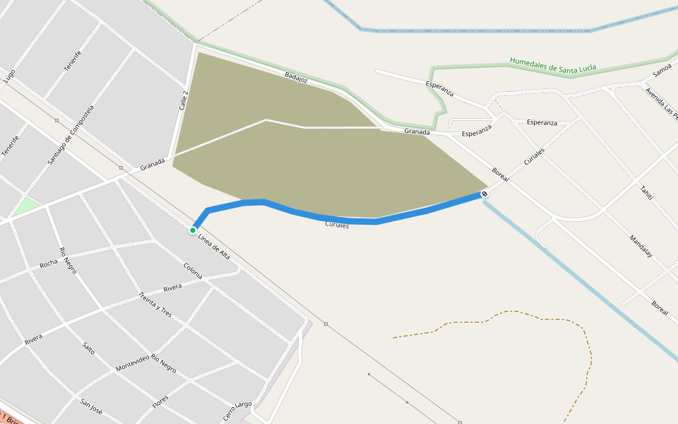 Curiales walking route map in Ciudad del Plata