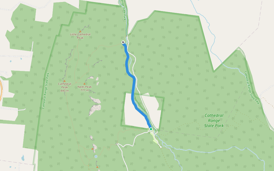 Little River Track walking route map in Taggerty