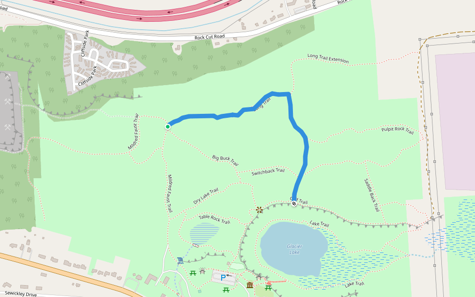 Long Trail walking route map in Jamesville