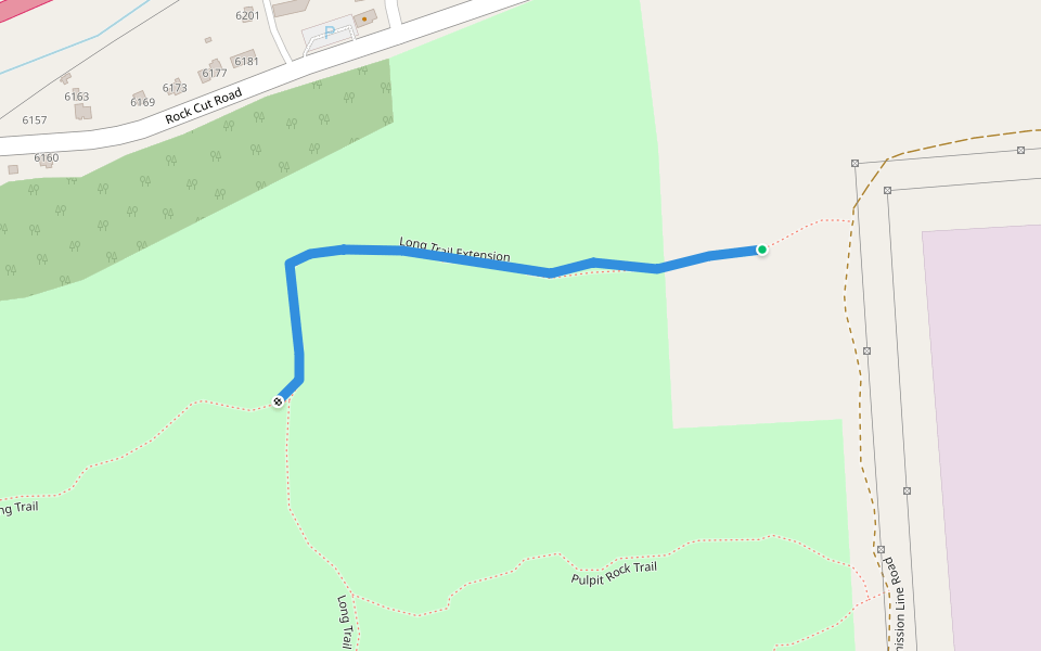 Long Trail Extension walking route map in Jamesville