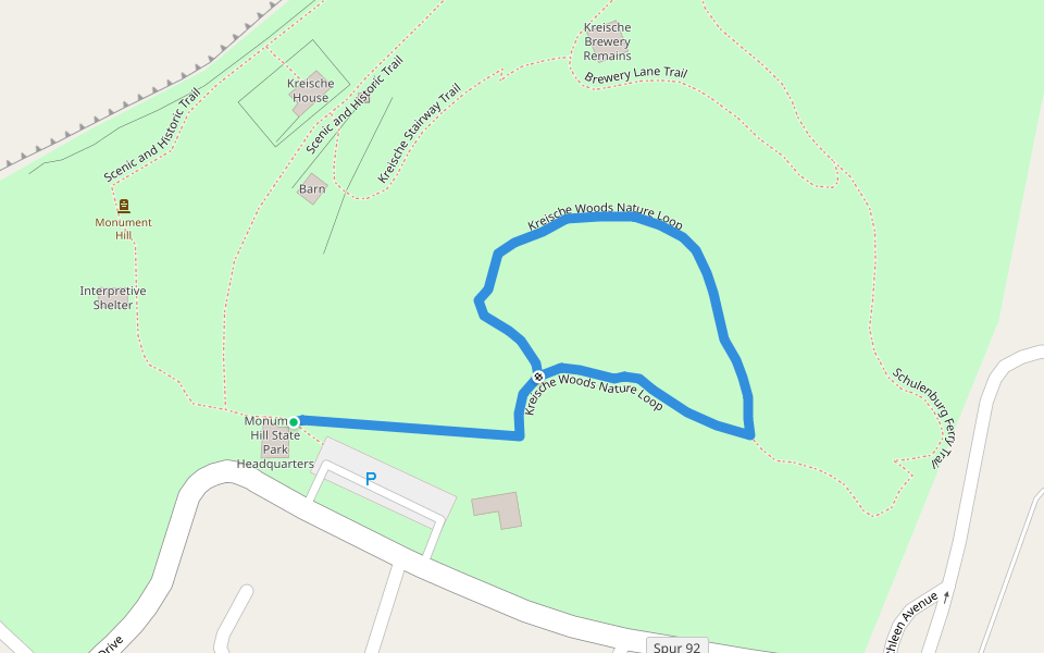 Kreische Woods Nature Loop walking route map in La Grange