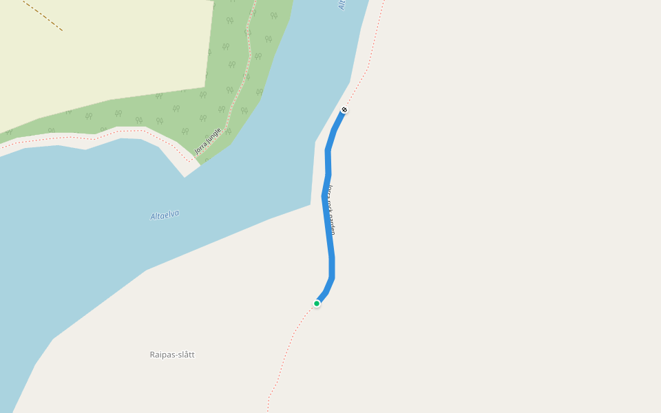 Jorra rock garden walking route map in Øvre Alta