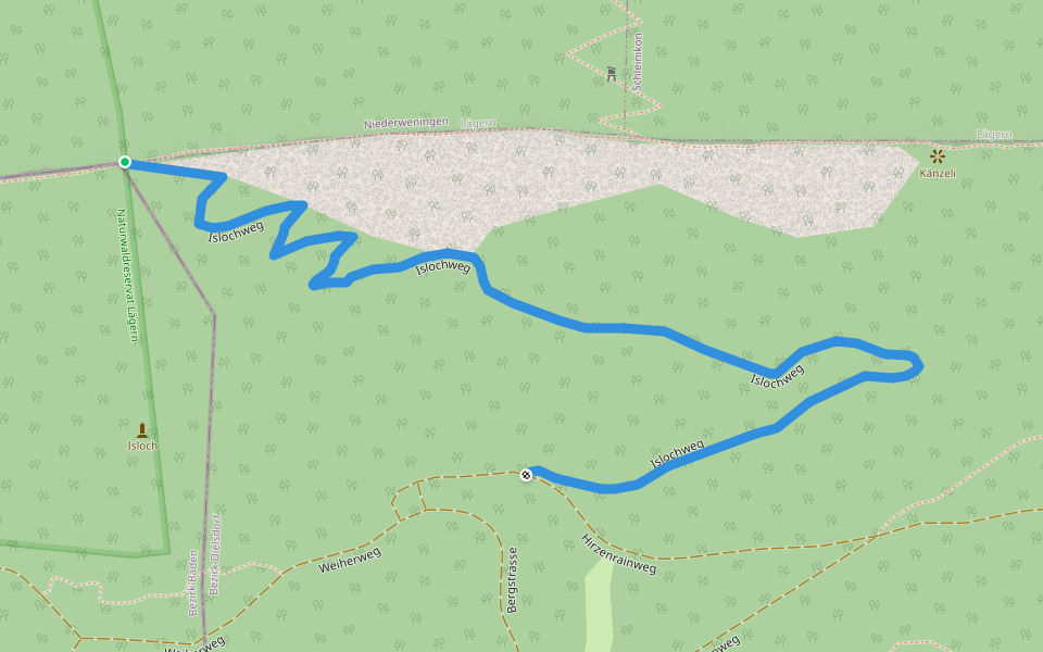 Islochweg walking route map in Niederweningen