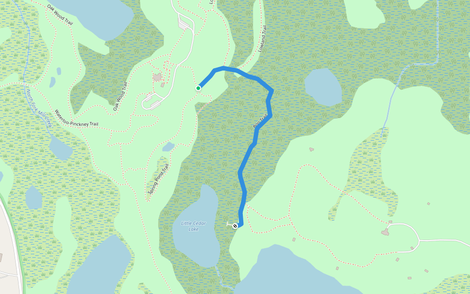 Bog Trail walking route map in Chelsea