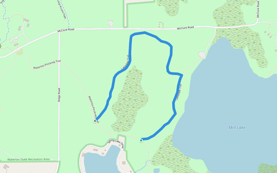 Lakeview Trail walking route map in Chelsea