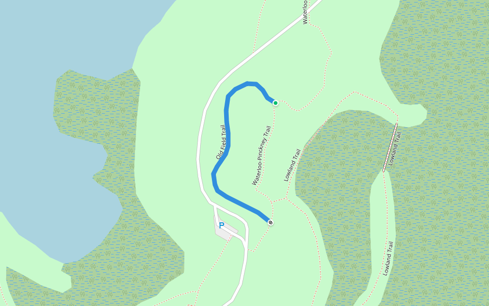 Old Field Trail walking route map in Chelsea