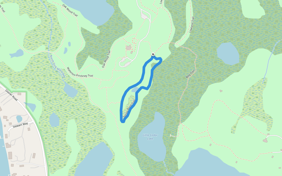 Spring Pond Trail walking route map in Chelsea