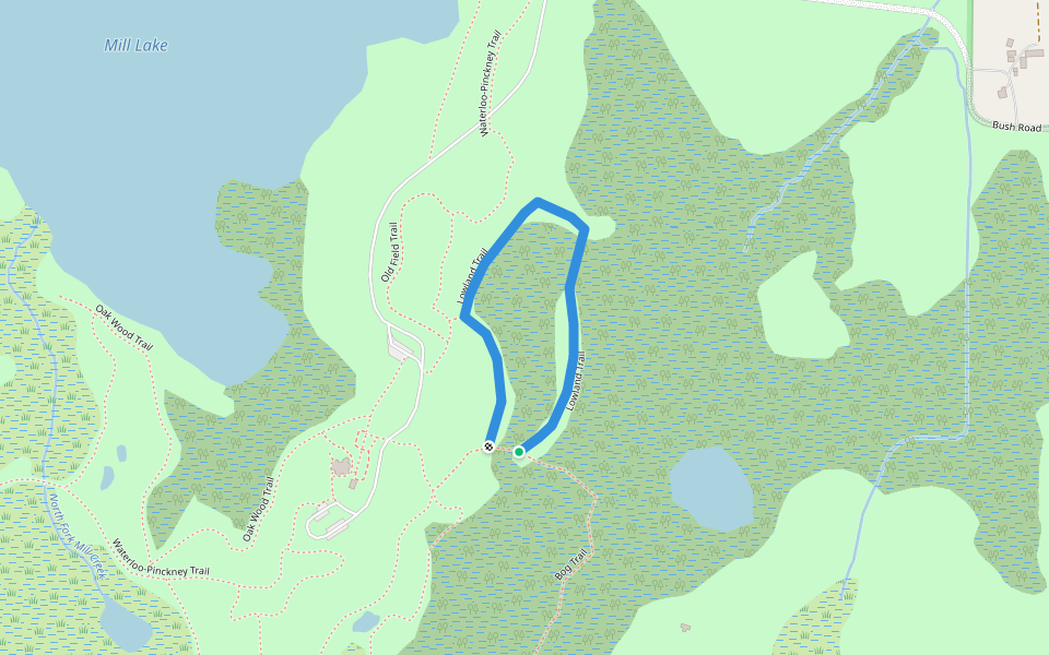 Lowland Trail walking route map in Chelsea