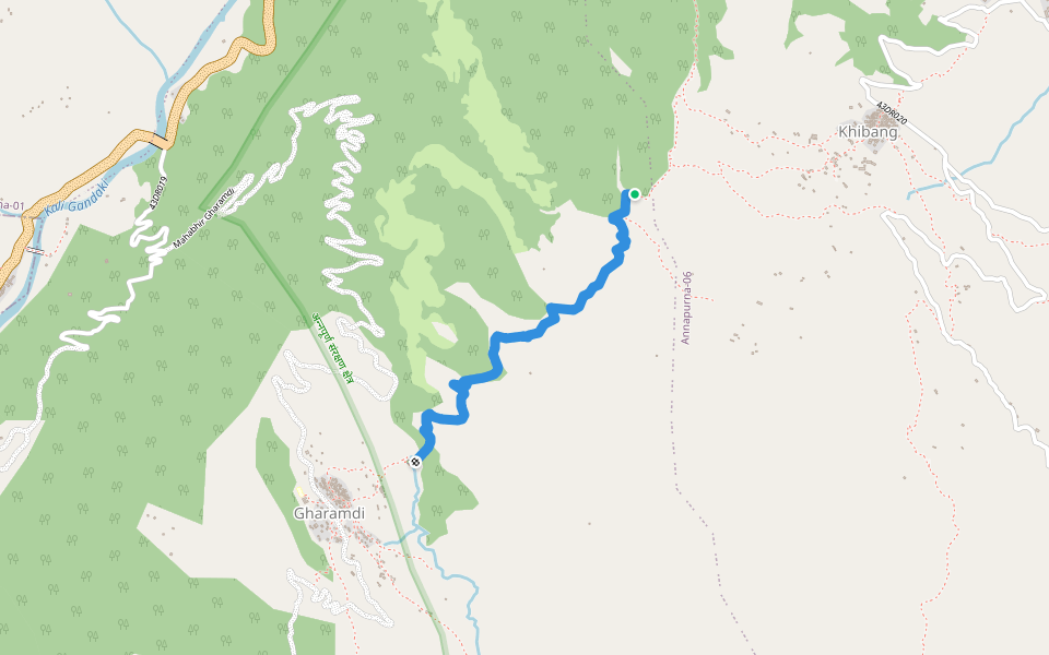 Gharamdi - Khibang walking route map in Shikha