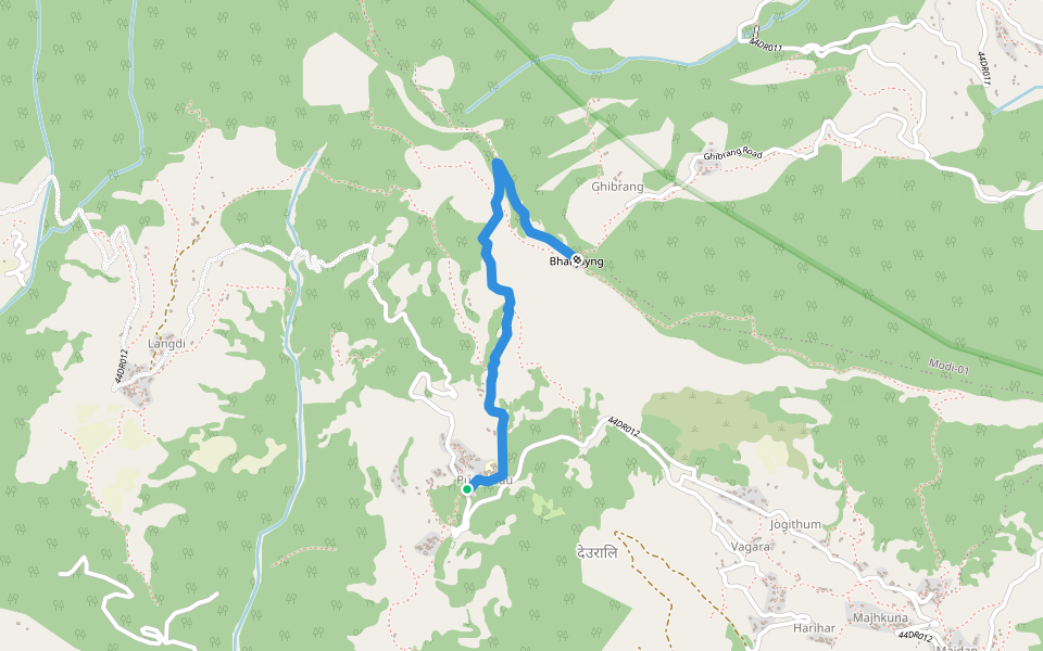 Purnagaun-Vamarkot walking route map in Deurali