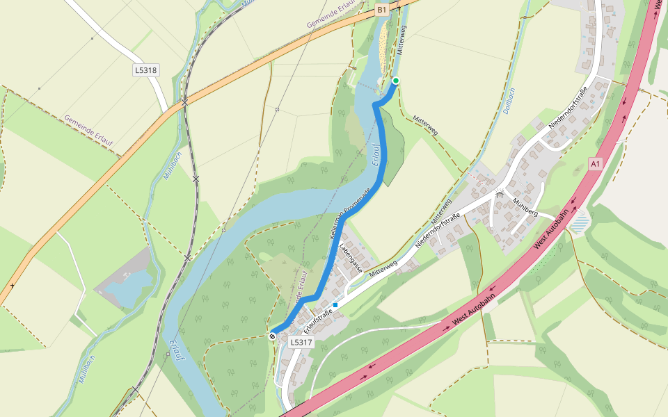 Kellerman Promenade walking route map in Erlauf