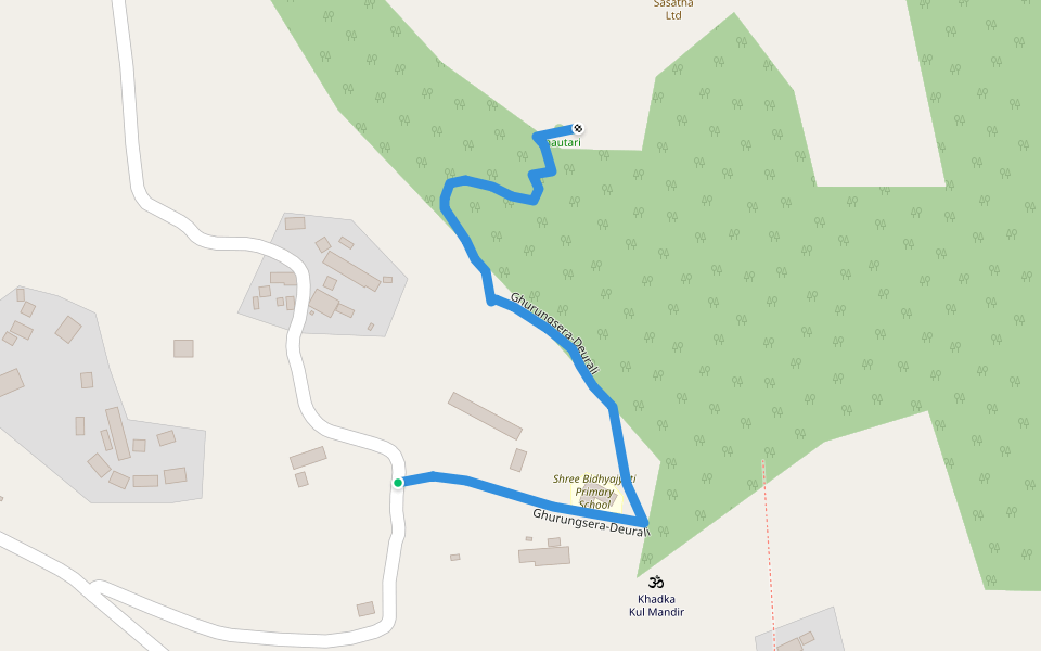 Ghurungsera-Deurali walking route map in Deurali