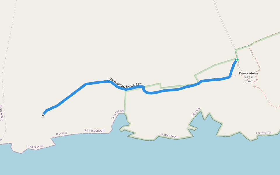 Glenawilling Beach Path walking route map in Creaken
